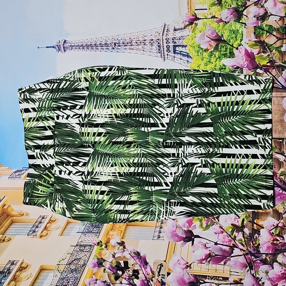 Thalia Sodi Green Palm Print Skirt Small - Picture 5 of 5